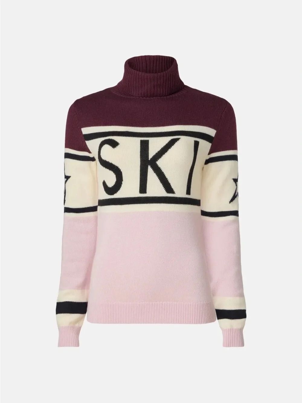 Perfect Moment Apres Ski Sweater Small Merino Wool Base Layer Pink White Maroon
